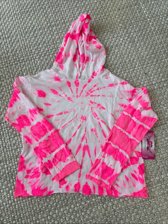 So Nikki Other - So Nikki Pink and White Tie-Dye Hoodie Top